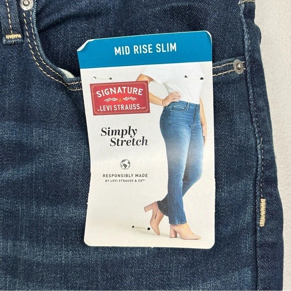 Levi Strauss Signature Jeans Women Mid Rise Slim Simply Stretch  20M W35/L30 - Picture 5 of 6